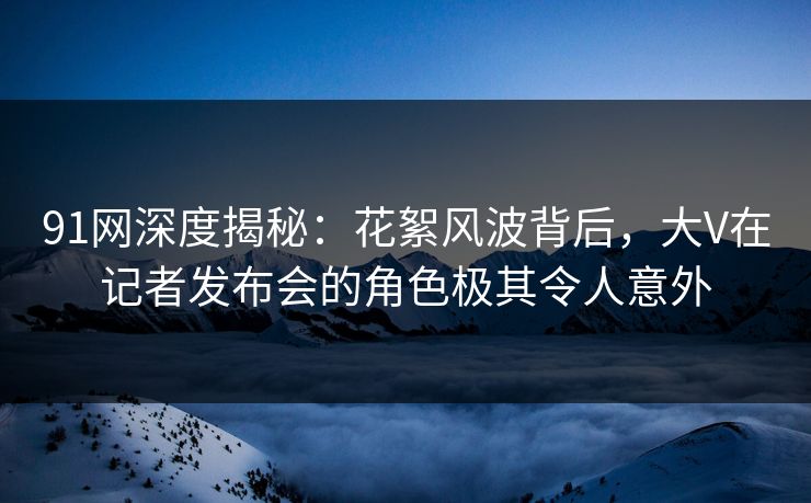 91网深度揭秘：花絮风波背后，大V在记者发布会的角色极其令人意外