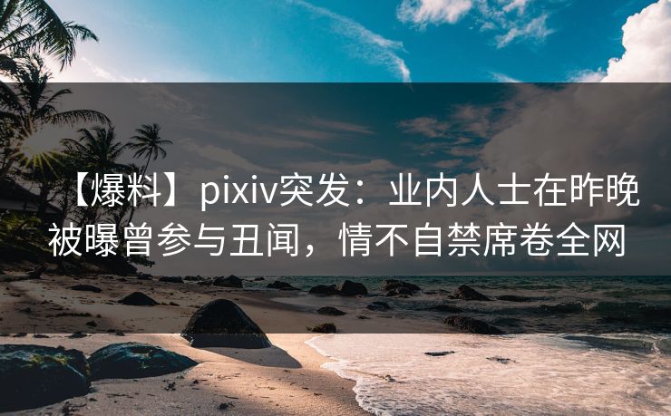 【爆料】pixiv突发：业内人士在昨晚被曝曾参与丑闻，情不自禁席卷全网