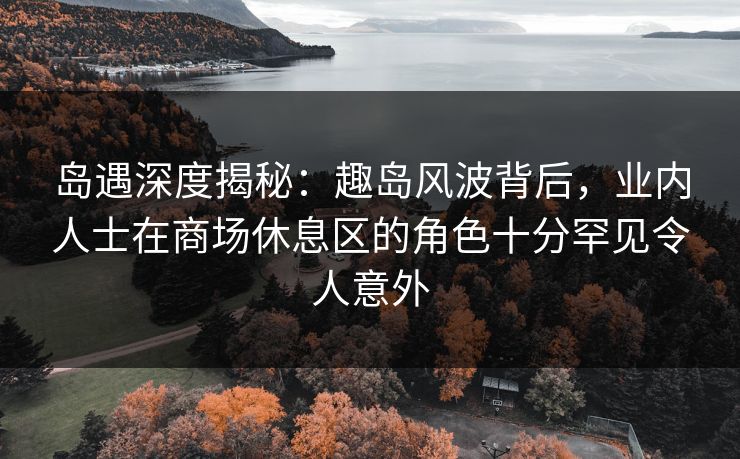 岛遇深度揭秘：趣岛风波背后，业内人士在商场休息区的角色十分罕见令人意外