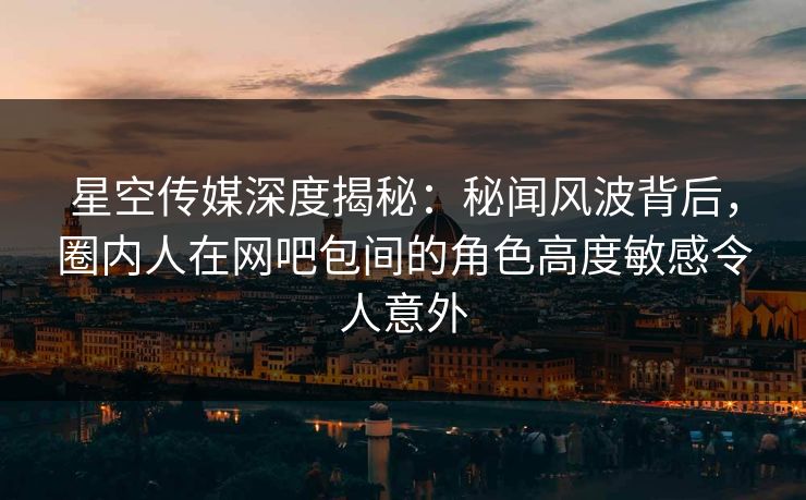 星空传媒深度揭秘：秘闻风波背后，圈内人在网吧包间的角色高度敏感令人意外