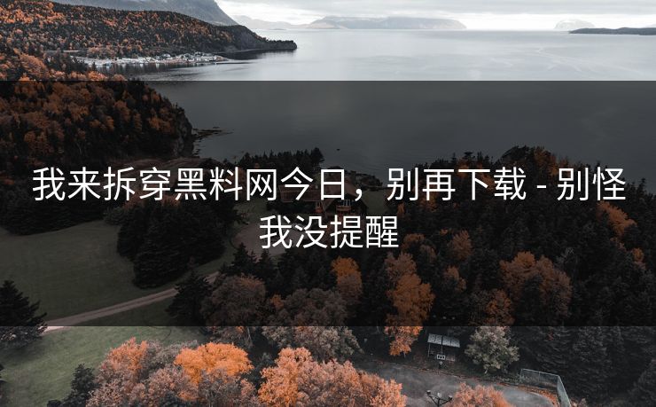 我来拆穿黑料网今日，别再下载 - 别怪我没提醒