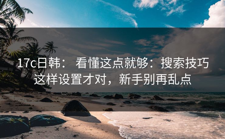 17c日韩： 看懂这点就够：搜索技巧这样设置才对，新手别再乱点